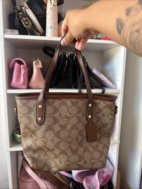 Coach Tan & Brown Signature Canvas Tote